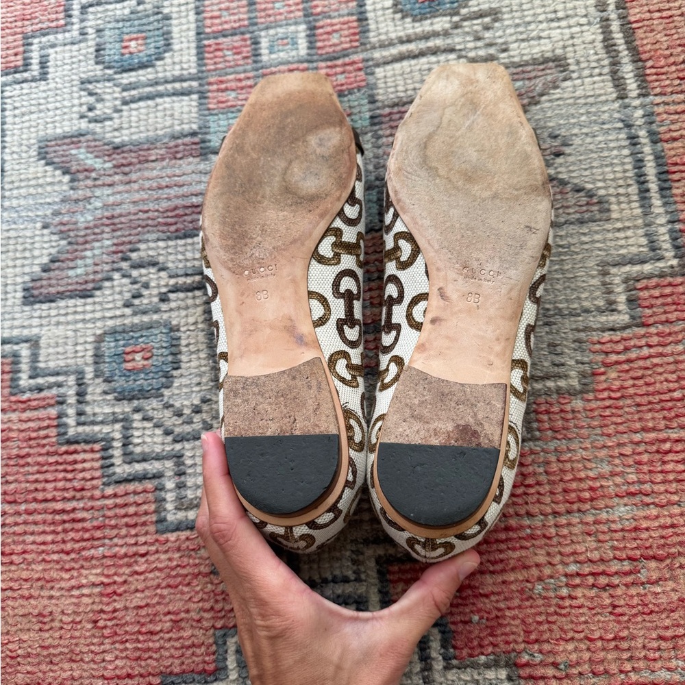 Authentic Gucci Horse bit Canvas Flats - Picture 7 of 8
